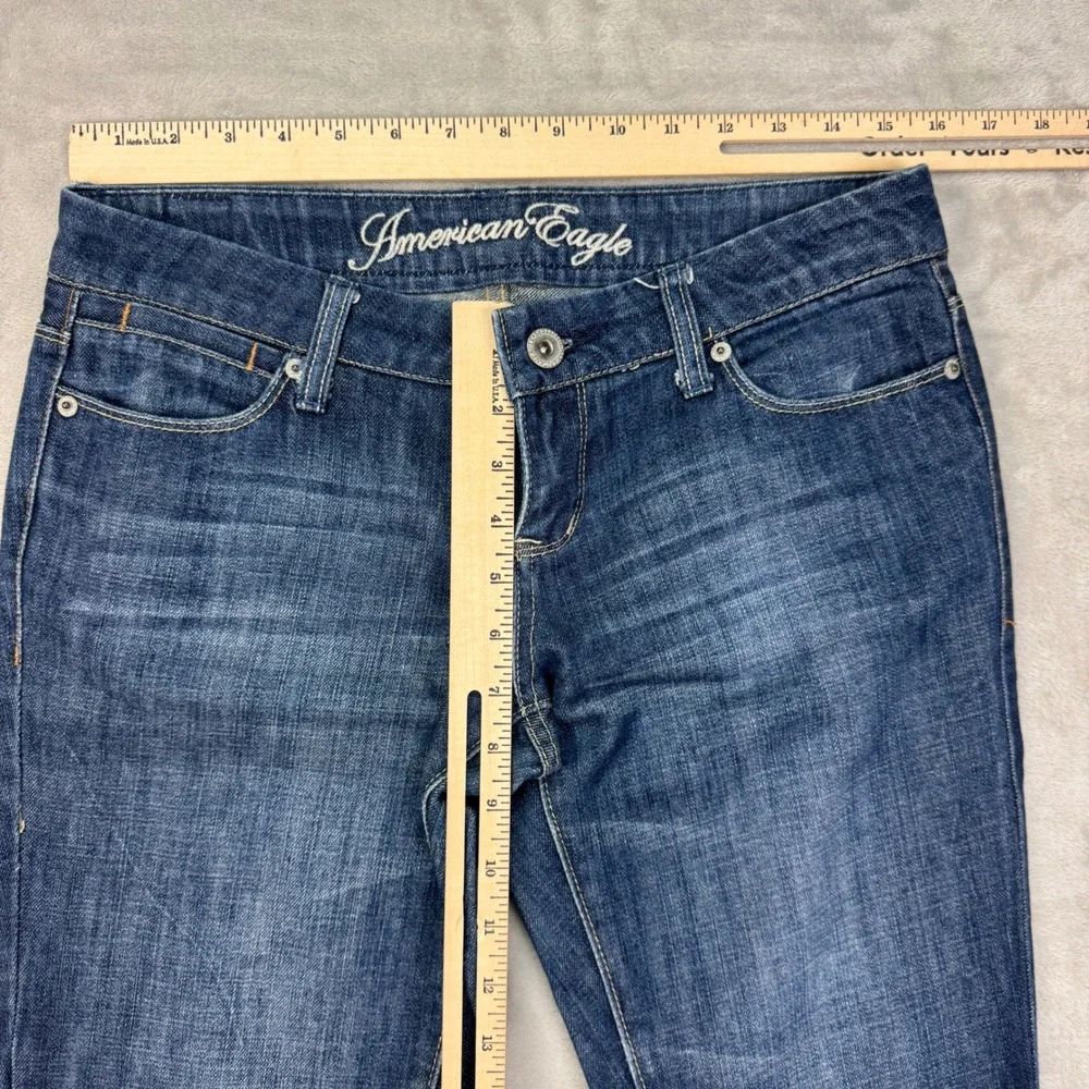 American Eagle Real Flare Jeans Womens 4 Blue Low‎ Rise Wide Leg Y2K Boho